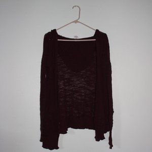 Hooded Maroon Cardigan